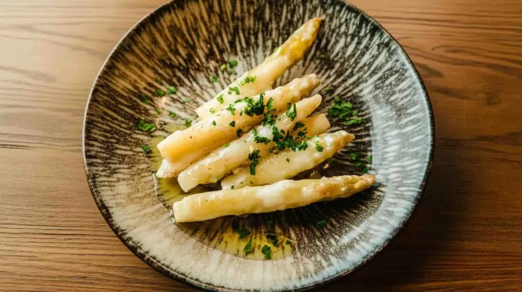 White asparagus with butter and parsley – Asparagus German recipes.